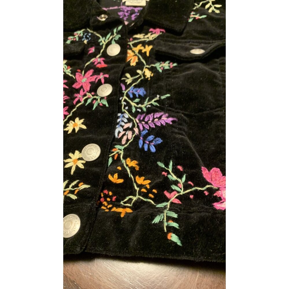 Baby Gap 24-36M Velvet Embroidered Cotton Floral Jacket Black Multi - Picture 4 of 7